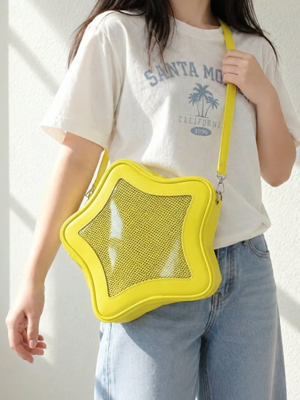 Yellow Star Ita Bag Crossbody Cute Kawaii Pin Display Bag Anime Fan Gift Y2K